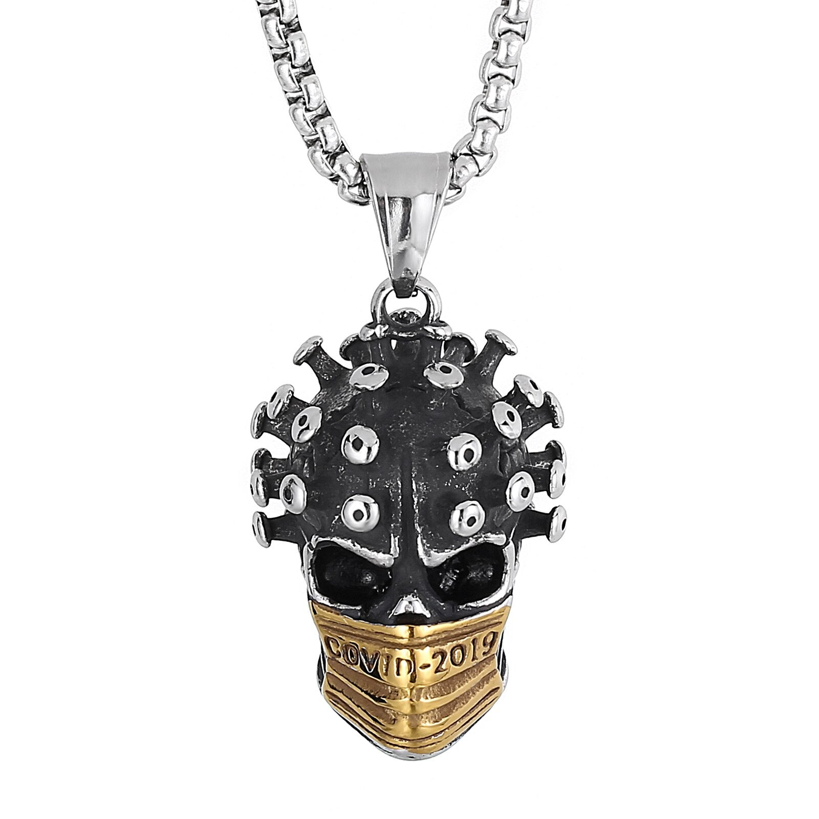 Stainless Steel Gothic Biker Skull Men Pendant Necklace