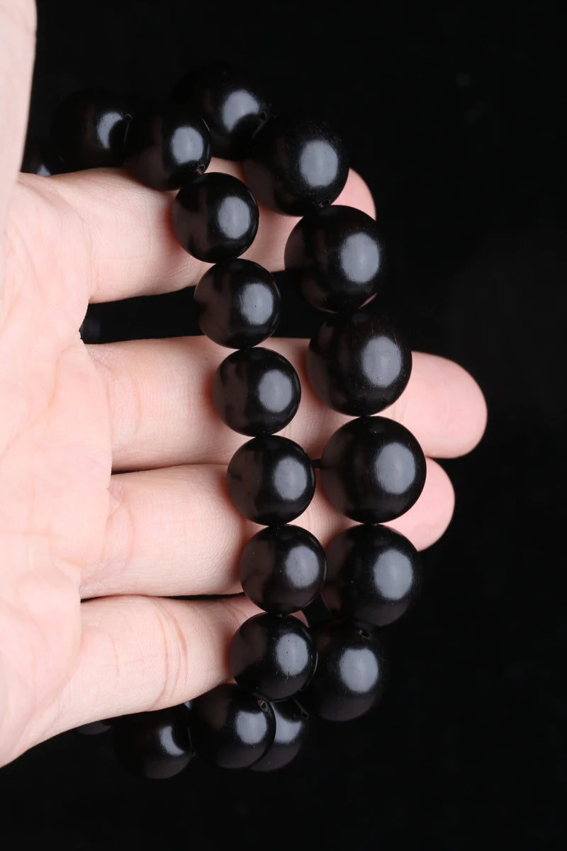 Genuine Ebony Black Wood Bracelet 12mm 15mm Universal Bracelet for Men and Women