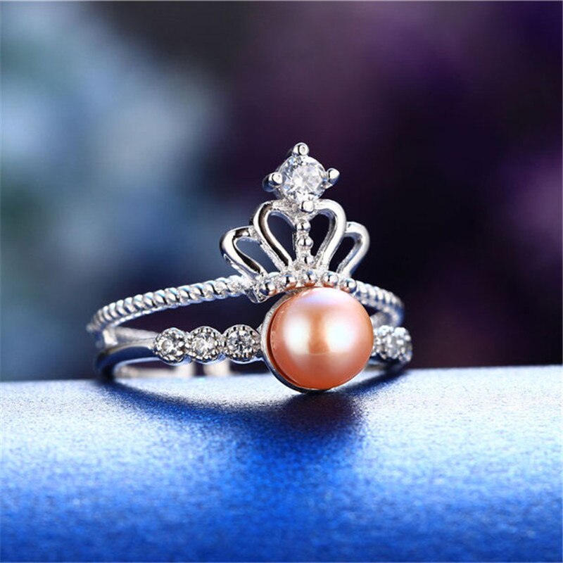 Double Circle Crow Genuine Natural Pearl Ring