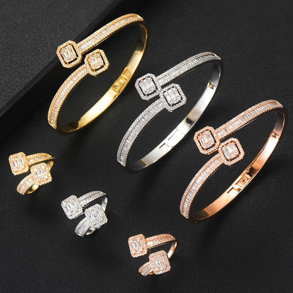 High Quality Super Fine Luxury African Nigerian Bangle Ring Jewelry Set For Women