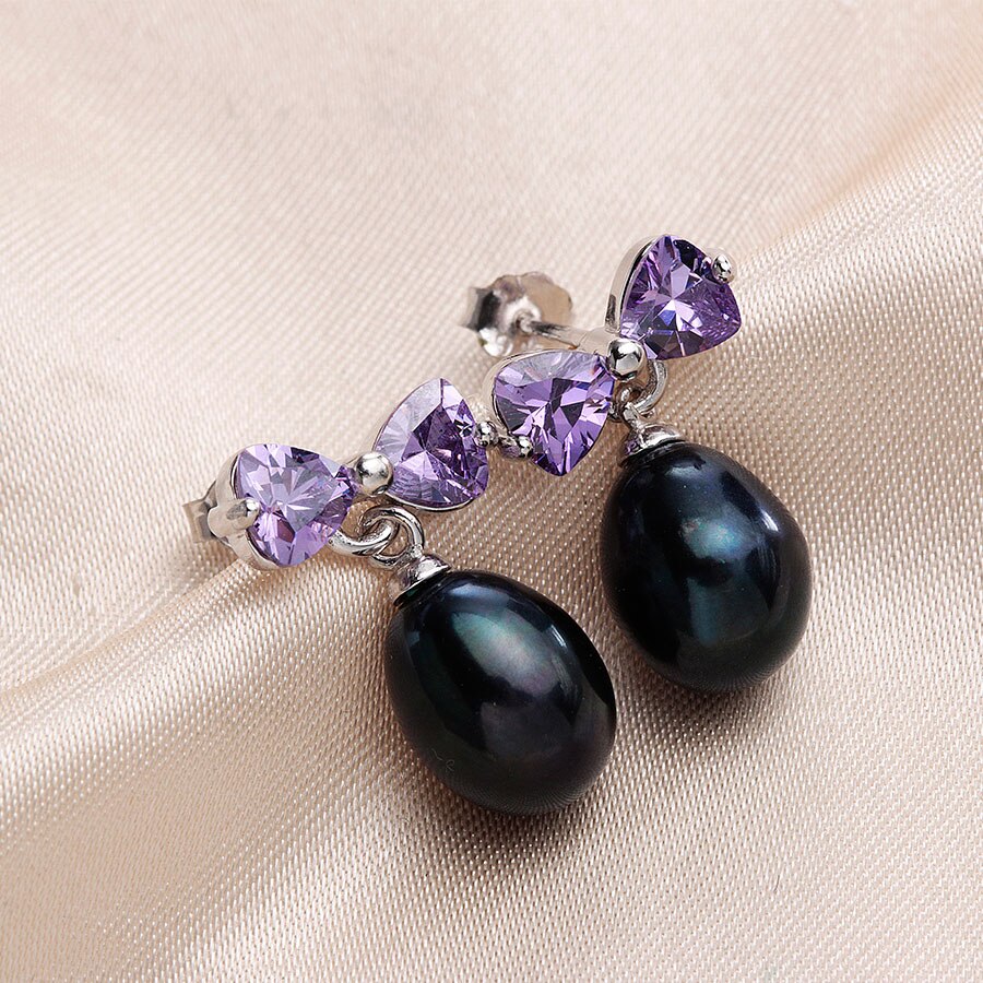 Clearance Sale!Sweet Women Fashion Purple Zircon 925 Sterling Silver Drop Earrings