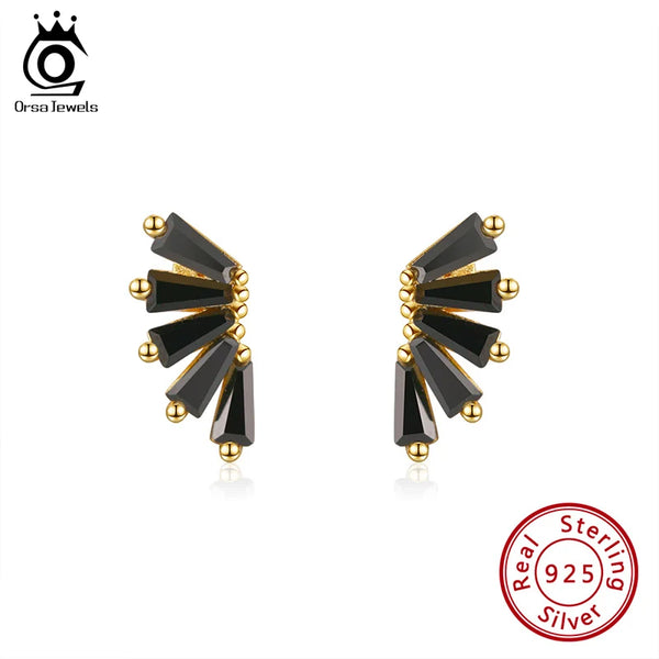 925 Sterling Silver Evil Black Wings Stud Earrings For Women