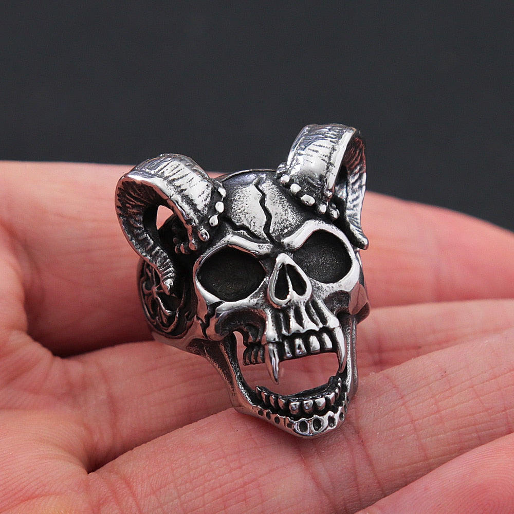 Gothic Demon Lucifer Retro Satan Ring For Men