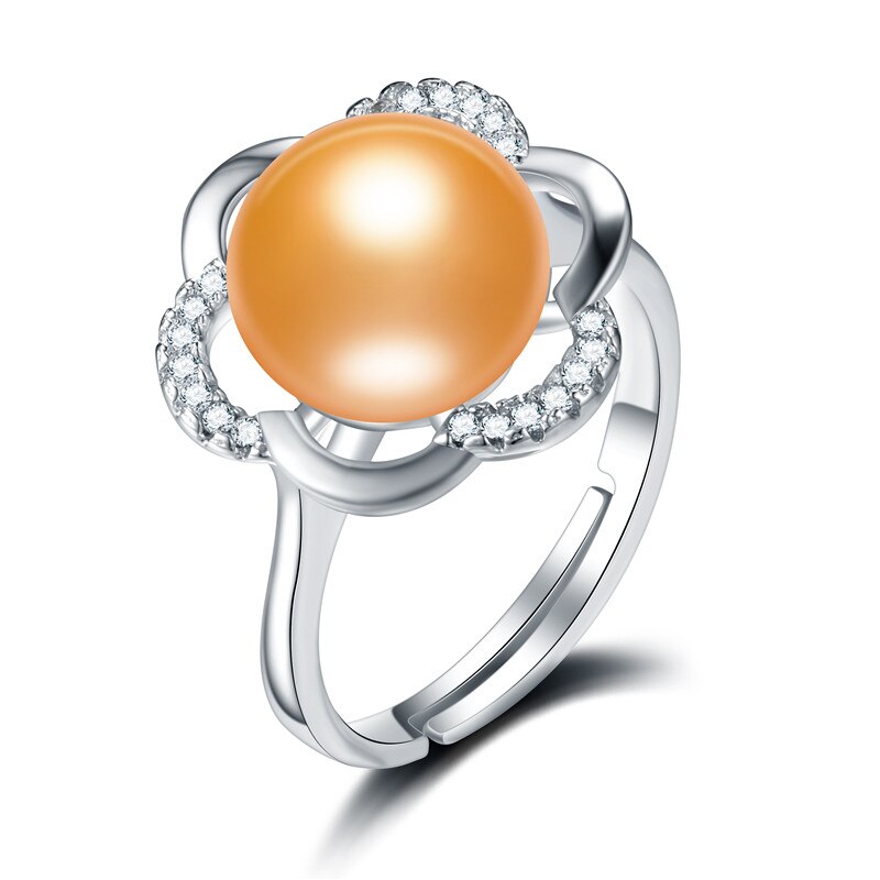 AAAA 10-11mm High Luster White Bread Round Natural Pearl Ring For Women