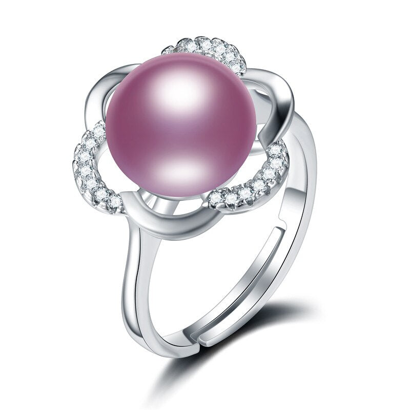 AAAA 10-11mm High Luster White Bread Round Natural Pearl Ring For Women