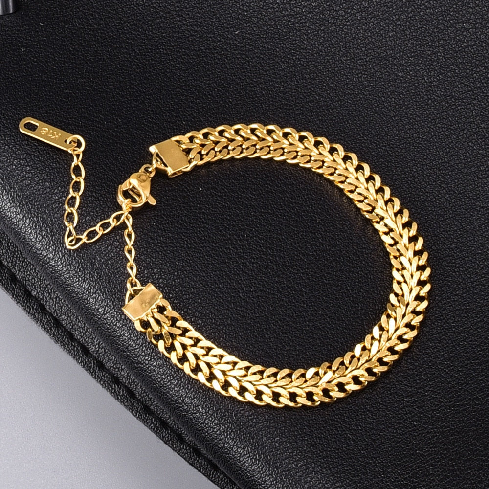 Stainless Steel Bracelet High Quality Gold Color Heavy Metal Texture Bracelet for Women