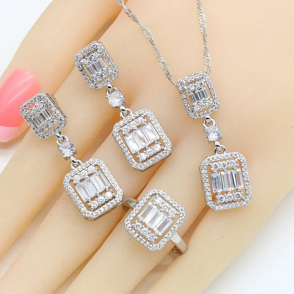 White Zircon Green Peridot Jewelry Sets For Women