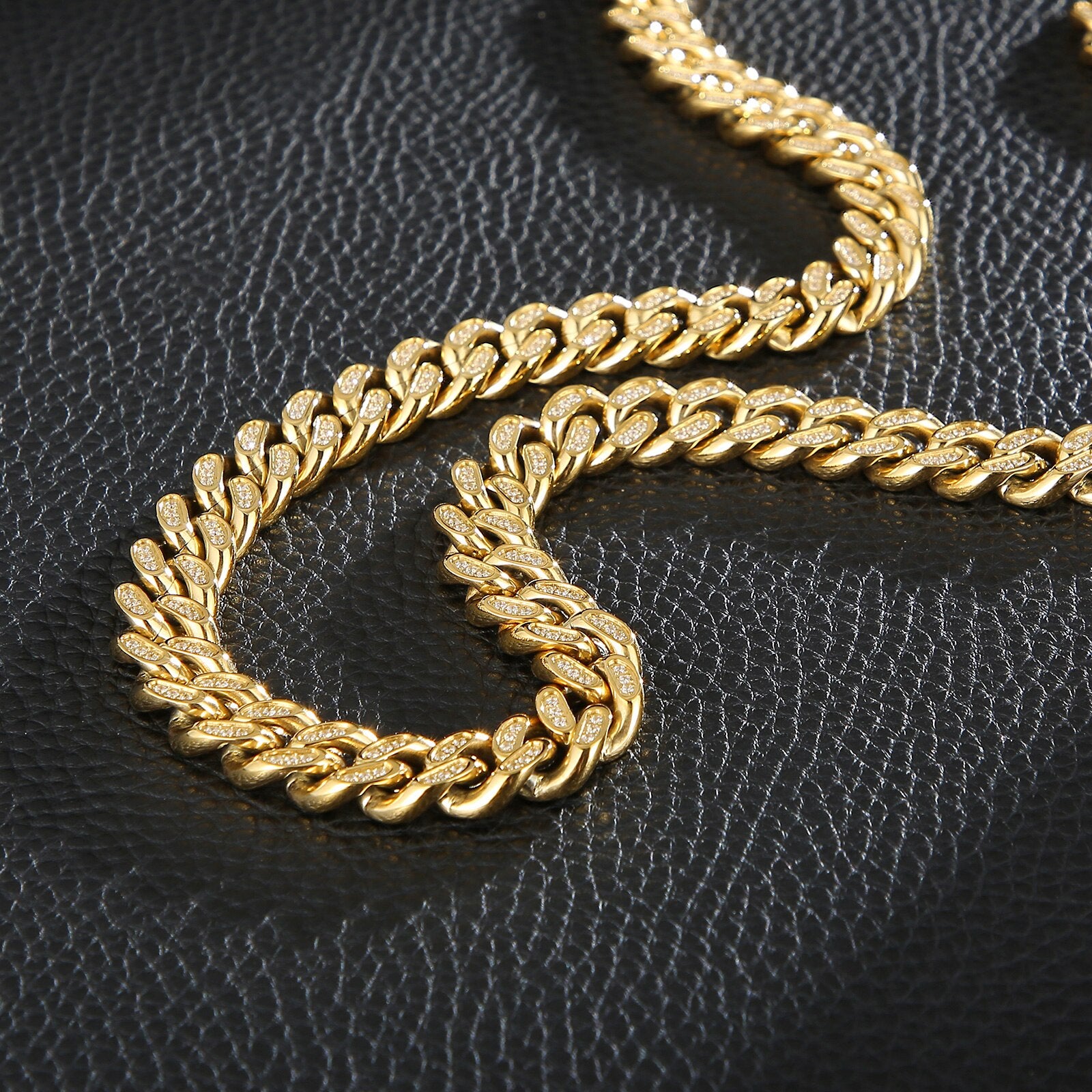 Hiphiop 12MM Cuban Link Curb Chain Necklace for Men