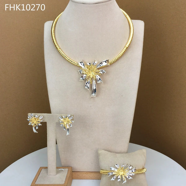 Dubai Costume  Jewelry Sets Flower Necklace for Women Party Christmas Gifts