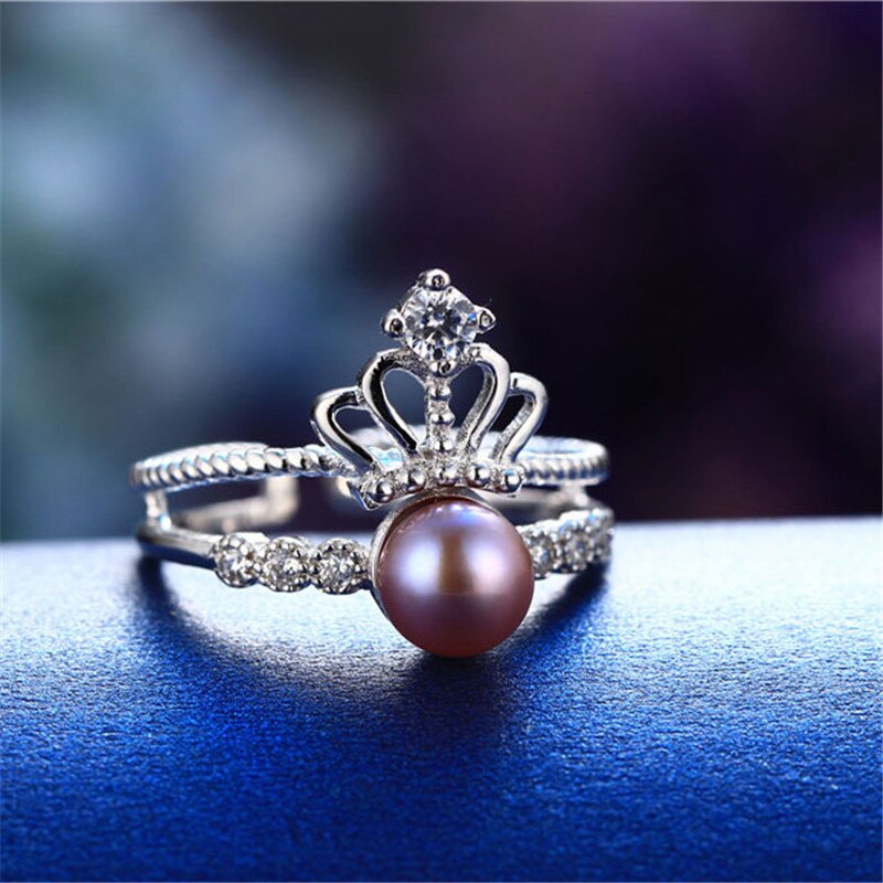 Double Circle Crow Genuine Natural Pearl Ring