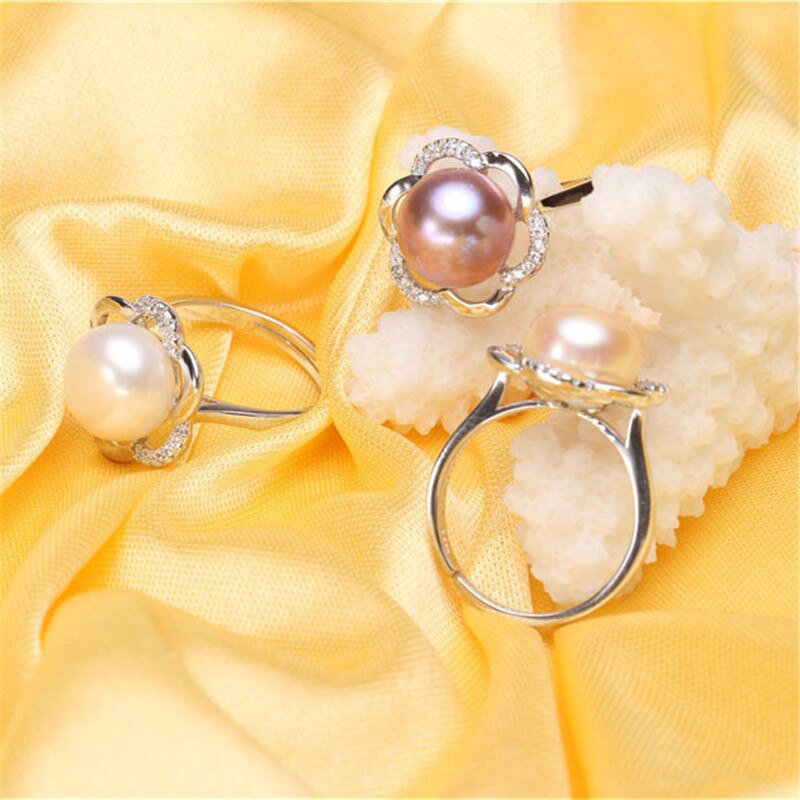 AAAA 10-11mm High Luster White Bread Round Natural Pearl Ring For Women