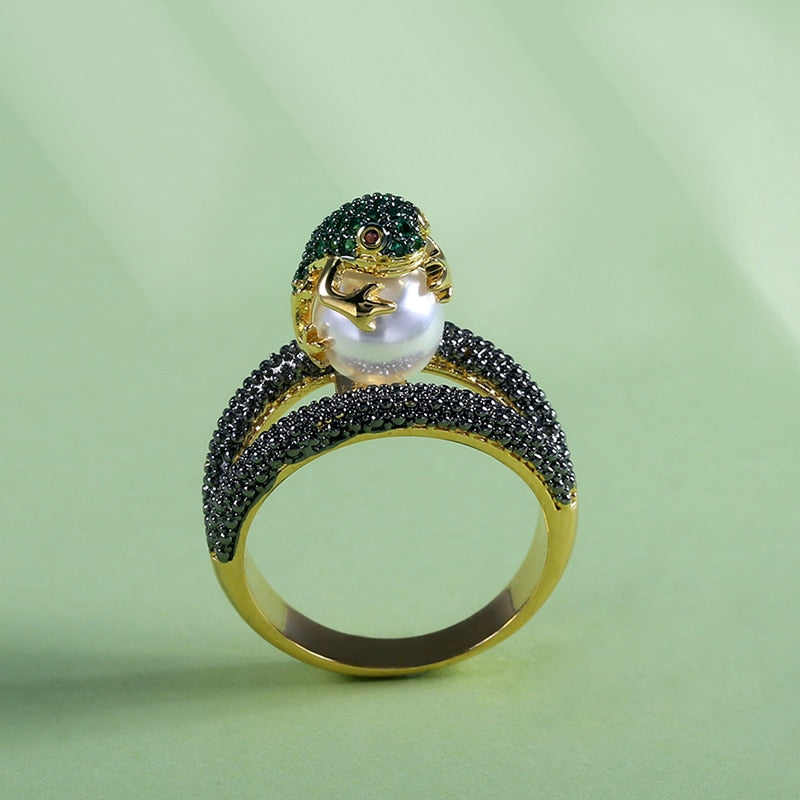 Cute Animal Ring Jumping Frog Shaped Fancy Rings Birthday Gift