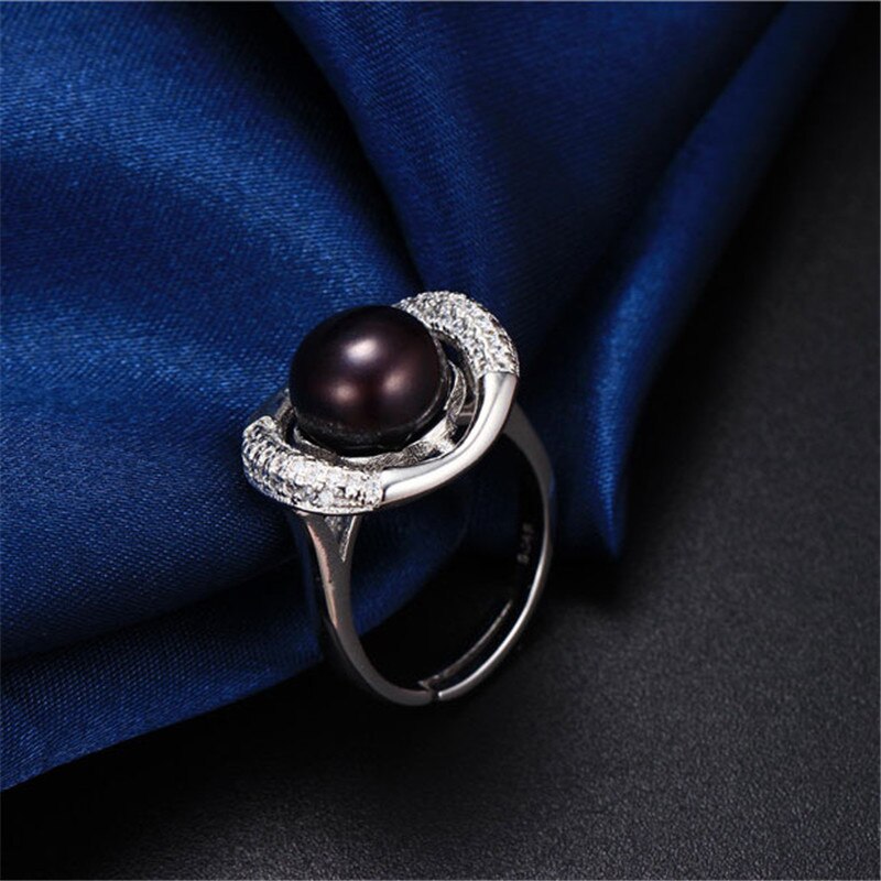 Elliptical hollow 10-11mm AAAA natural freshwater pearl ring for women gift