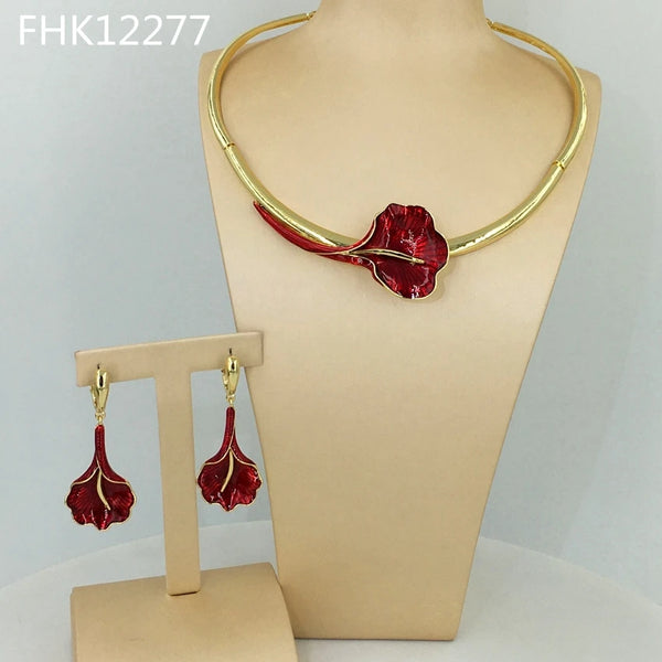 Dubai Costume Jewelry Unique Rose Flower Jewelry Sets for Women