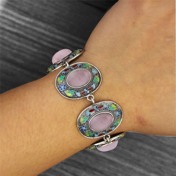 Vintage Oval Quartz Lapis Lazuli Bracelets For Women