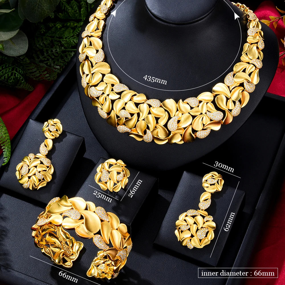 Famous Brand Trendy Luxury African 4 Jewelry Sets For Women Wedding Party Bridal Jewelry Set Gift