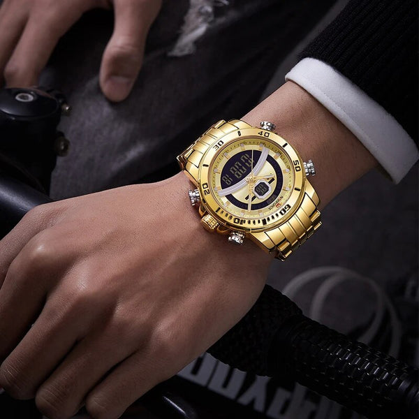 Luxury Gold Watch Men Sport Digital Chronograph Watches