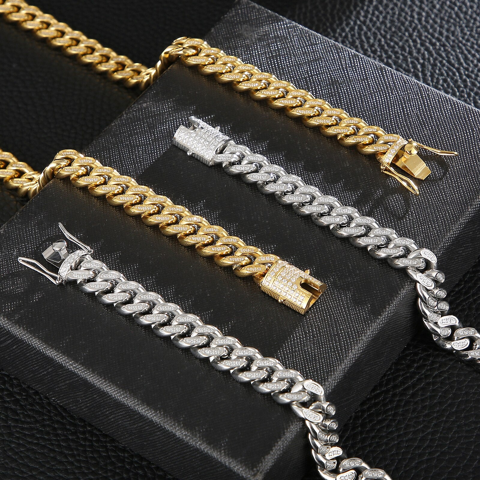 Hiphiop 12MM Cuban Link Curb Chain Necklace for Men