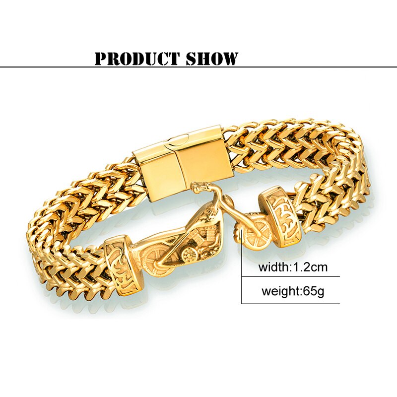 Stainless Steel Gold Chain Men Bracelet