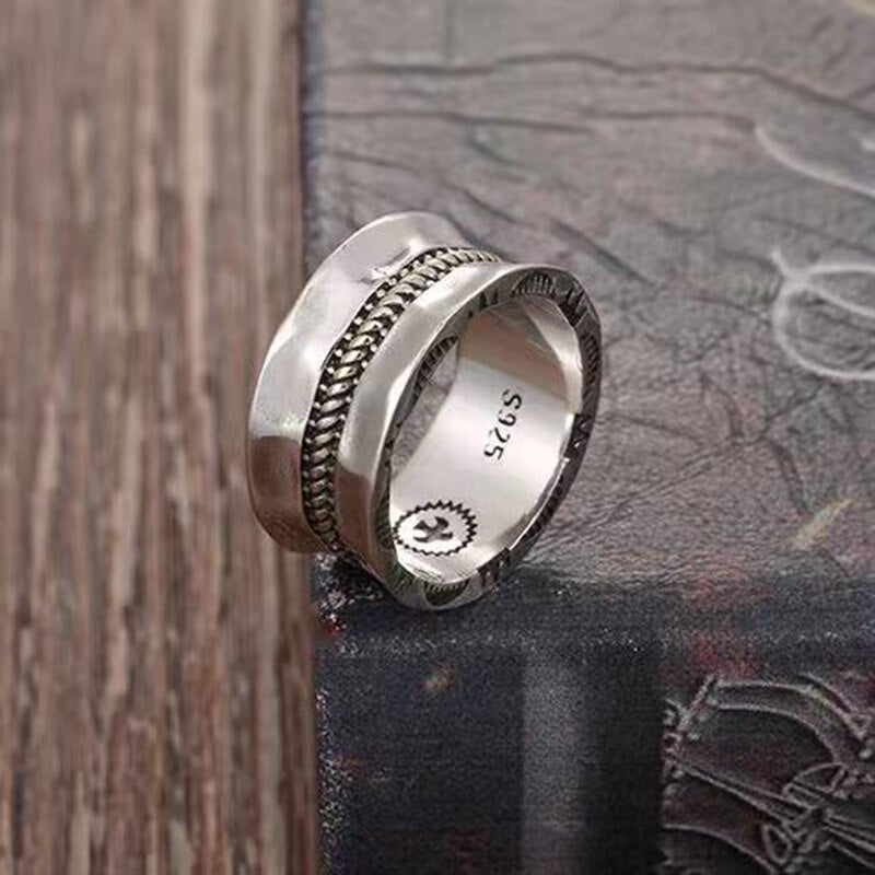 Original design Thai silver hemp rope shaped opening adjustable ring