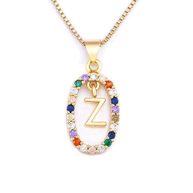 New Hot Sale Colorful 26 Letters A - Z Initial M S C K Alphabet Pendant Long Chain Necklace