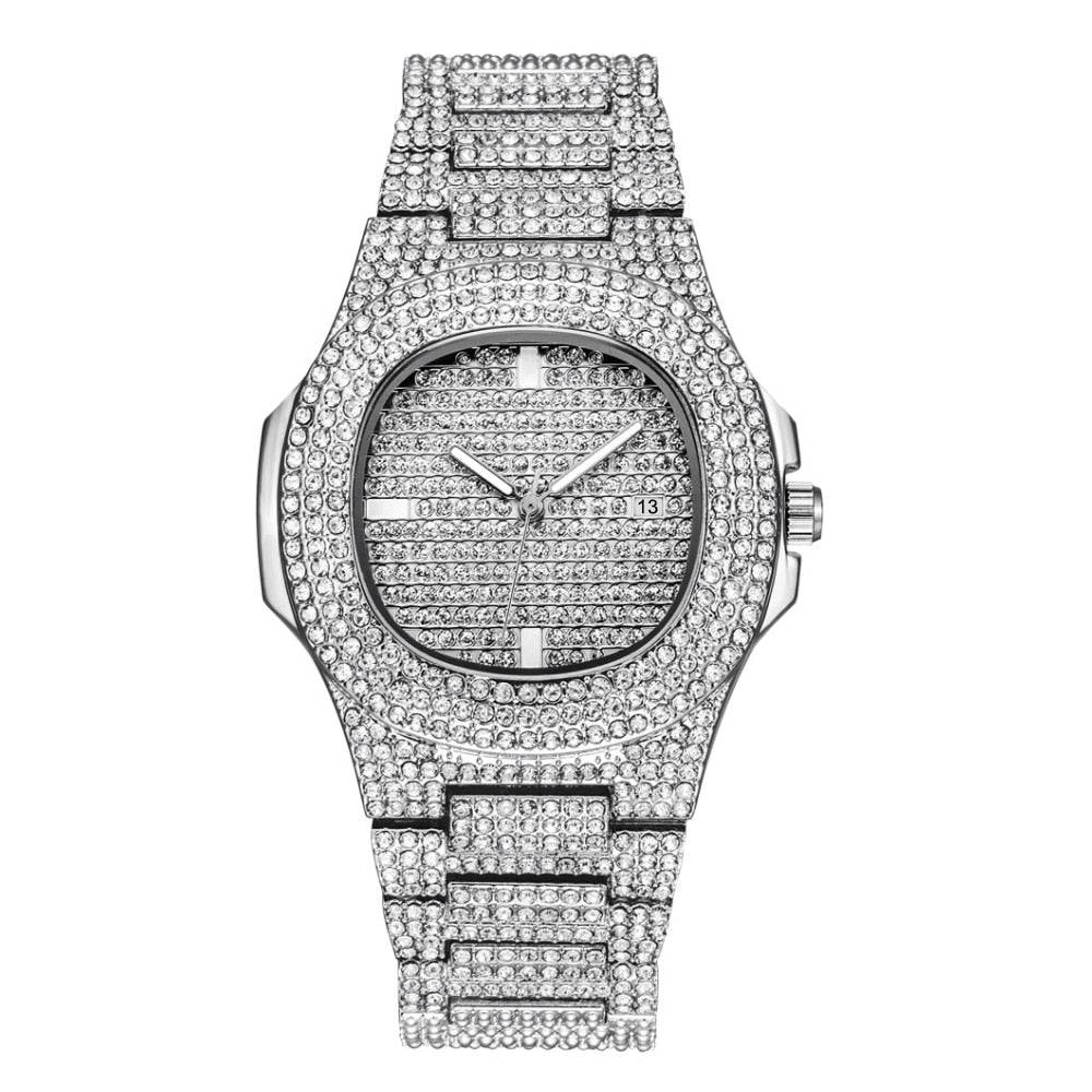 CZ  Iced Out Diamond Watch Quartz Gold HIP HOP Watches