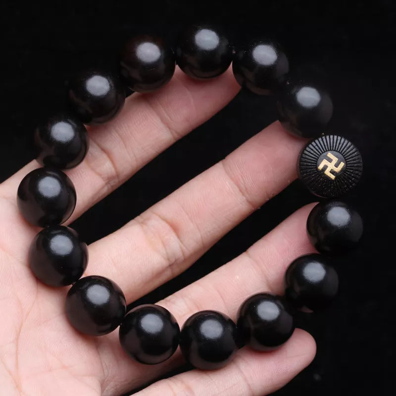 Genuine Ebony Black Wood Bracelet 12mm 15mm Universal Bracelet for Men and Women