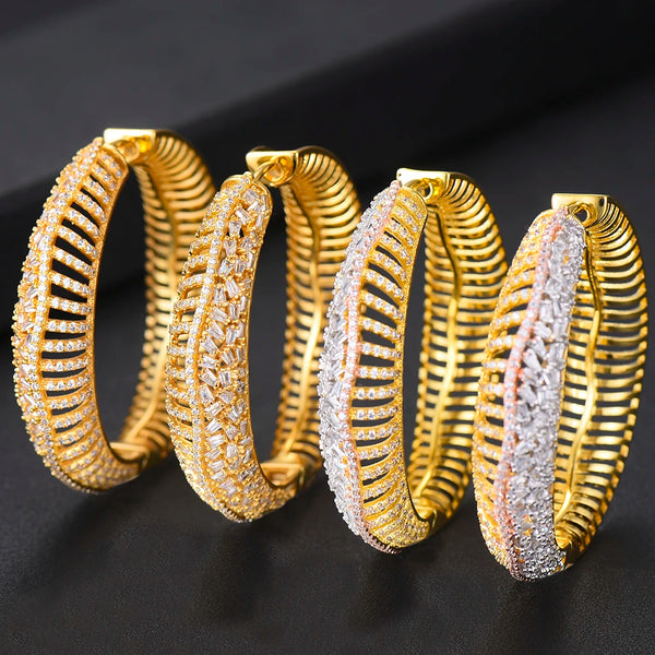 Gorgeous Luxury Hoop Earrings Hollow Top Quality Never Fade Women