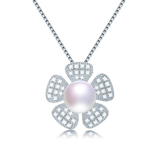 Trendy Jewelry 925 Sterling Silver Zircon Flower Pendant