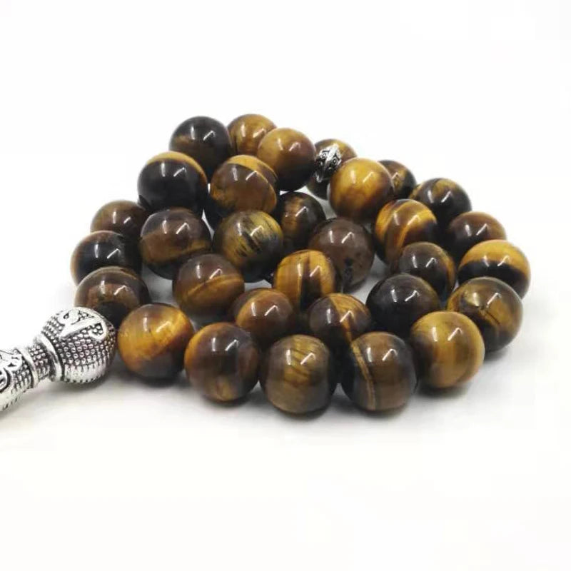 Big Size Natural Tiger eyes Tabish Muslim  misbaha prayer beads 33 66 99beads Arabic fashion Rosary