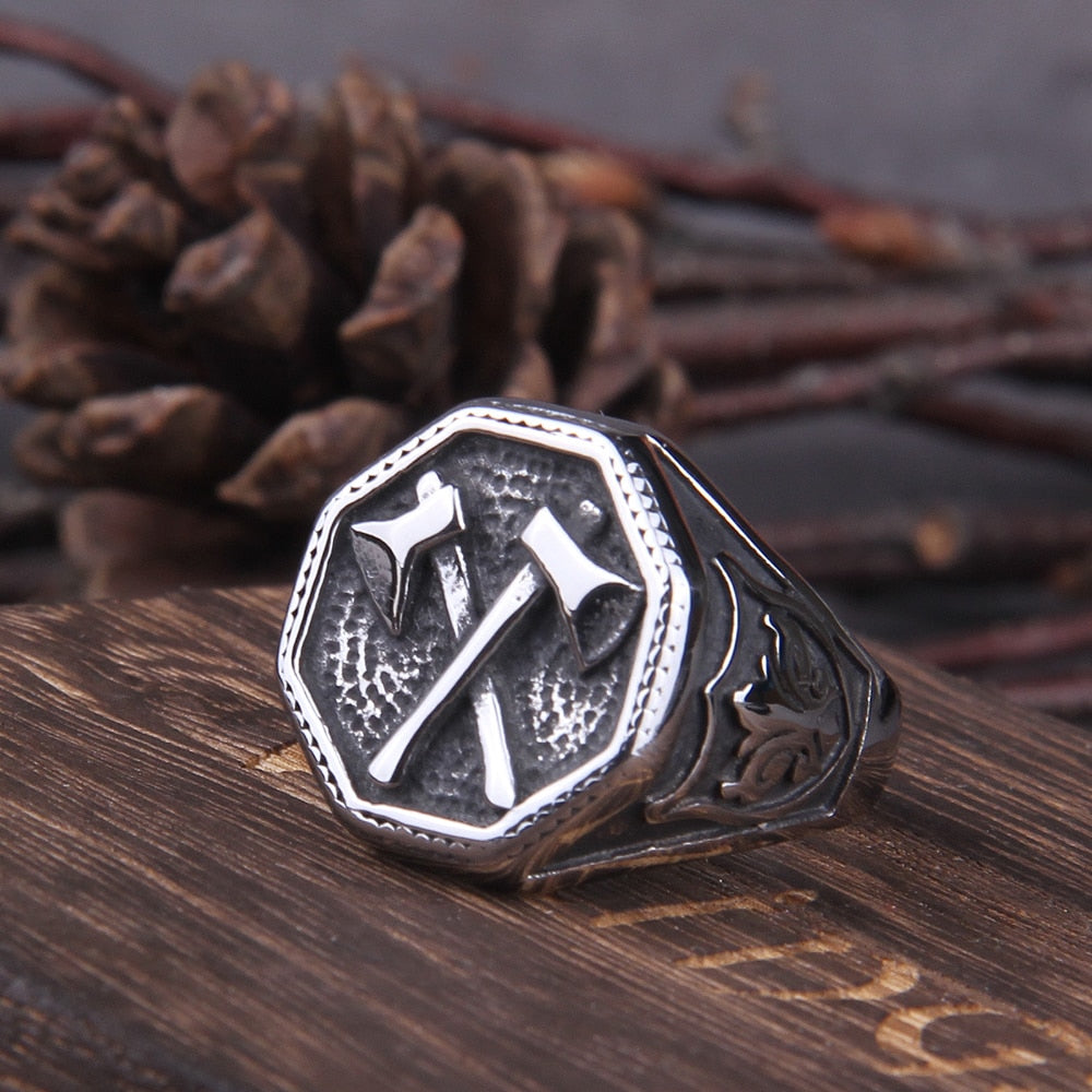 Slavic Perun Axe Biker Ring Stainless Steel Jewelry Punk Classic Slavic Perun Motor Biker Ring