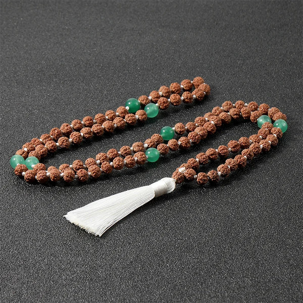 108Japamala Rudraksha Mala Beads Knotted Necklace Meditation Yoga Blessing Jewelry Men and Women