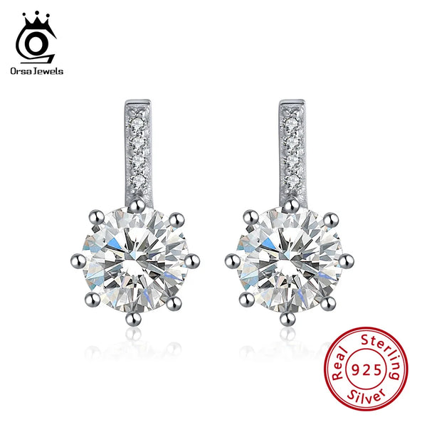 925 Sterling Silver Vintage Long Earrings With AAA Zircon Silver Stud Earings