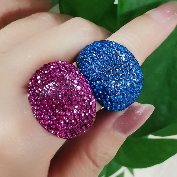 full hot pink cubic zircon stones big rings for women