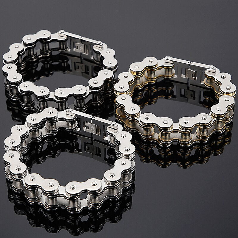 Stainless Steel Bicycle Biker Link Chain Bracelet For Men