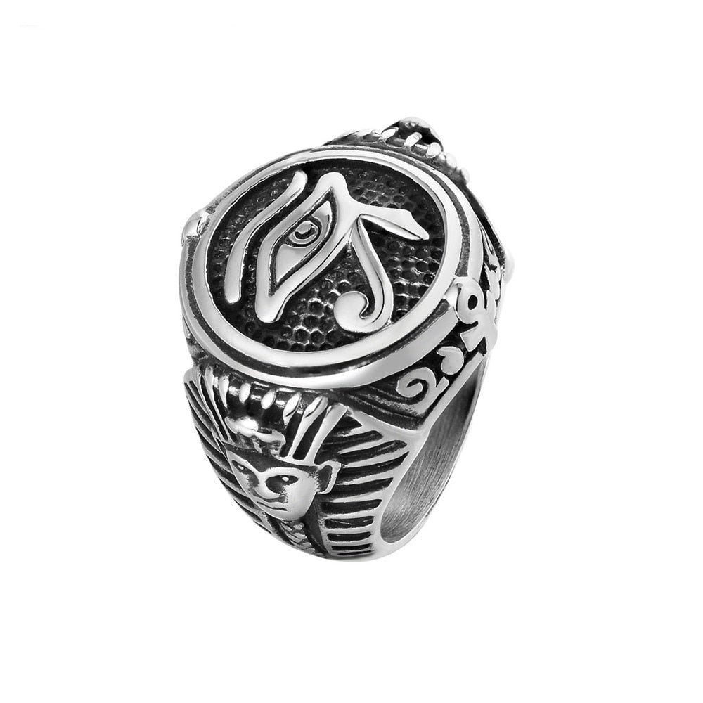 Vintage Stainless Steel Egyptian Men's Ring