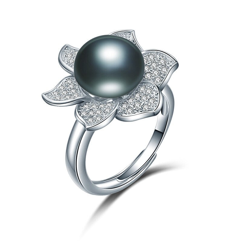 Flower 925 Sterling Silver Pearls Ring