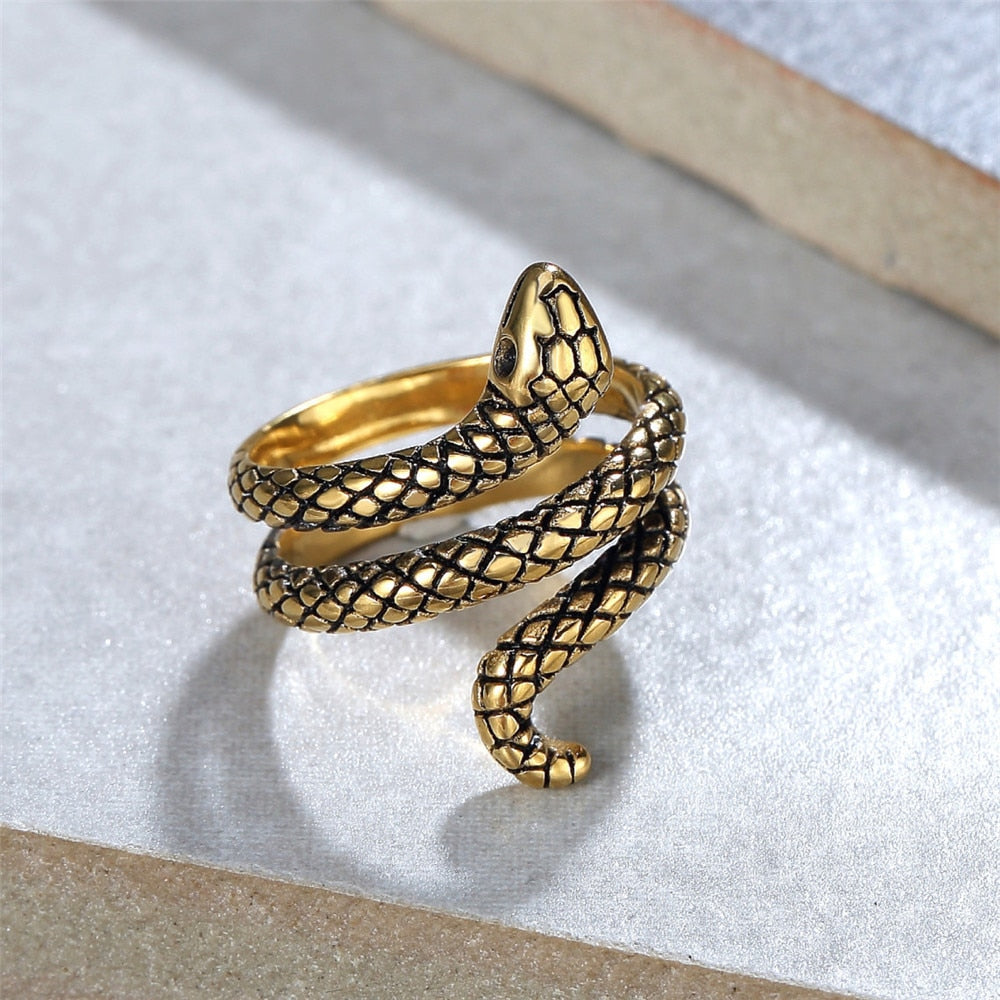 Men's Simple Stainless Steel Snake Rings For Men