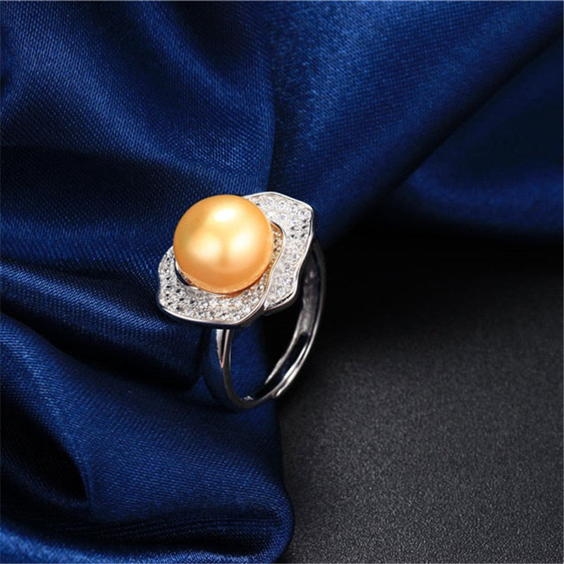 Shaped flower 10-11mm AAAA natural freshwater pearl ring for women gift