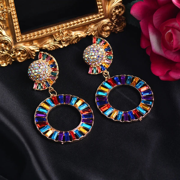 Fashion Colorful Stones Big Earrings For Women Party Earring