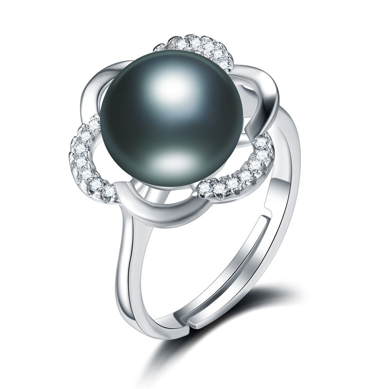 AAAA 10-11mm High Luster White Bread Round Natural Pearl Ring For Women