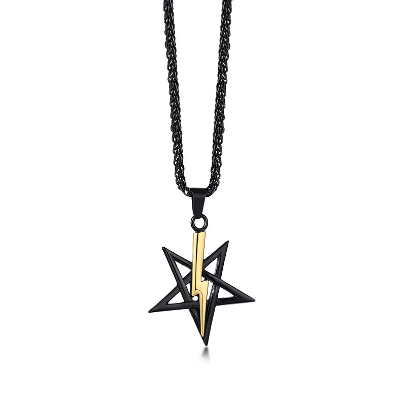 PENTAGRAM WITH LIGHTNING BOLT PENDANT