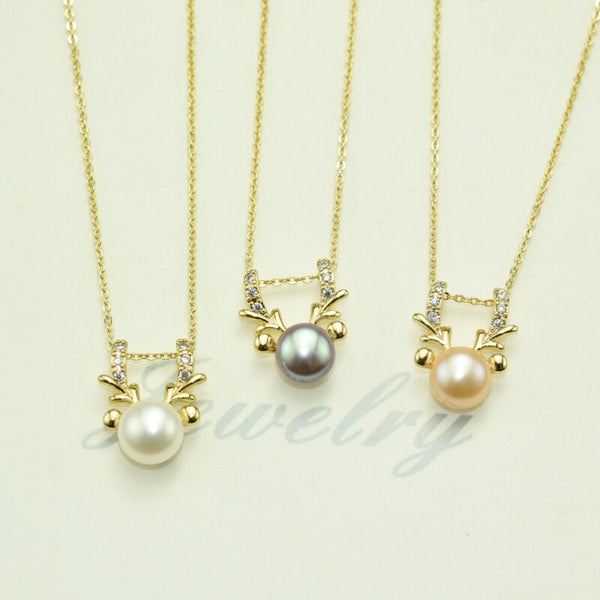 New Fine Pearl Jewelry Gold Elk Necklace