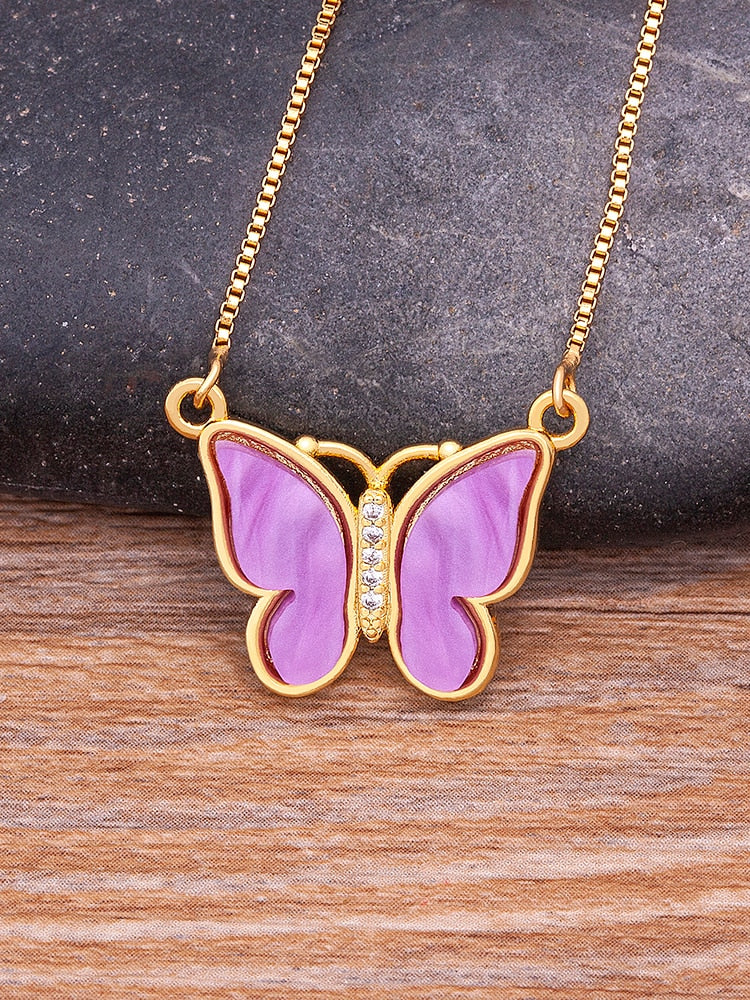 Classic Korean Fashion Cute Butterfly Pendant Necklace for Women