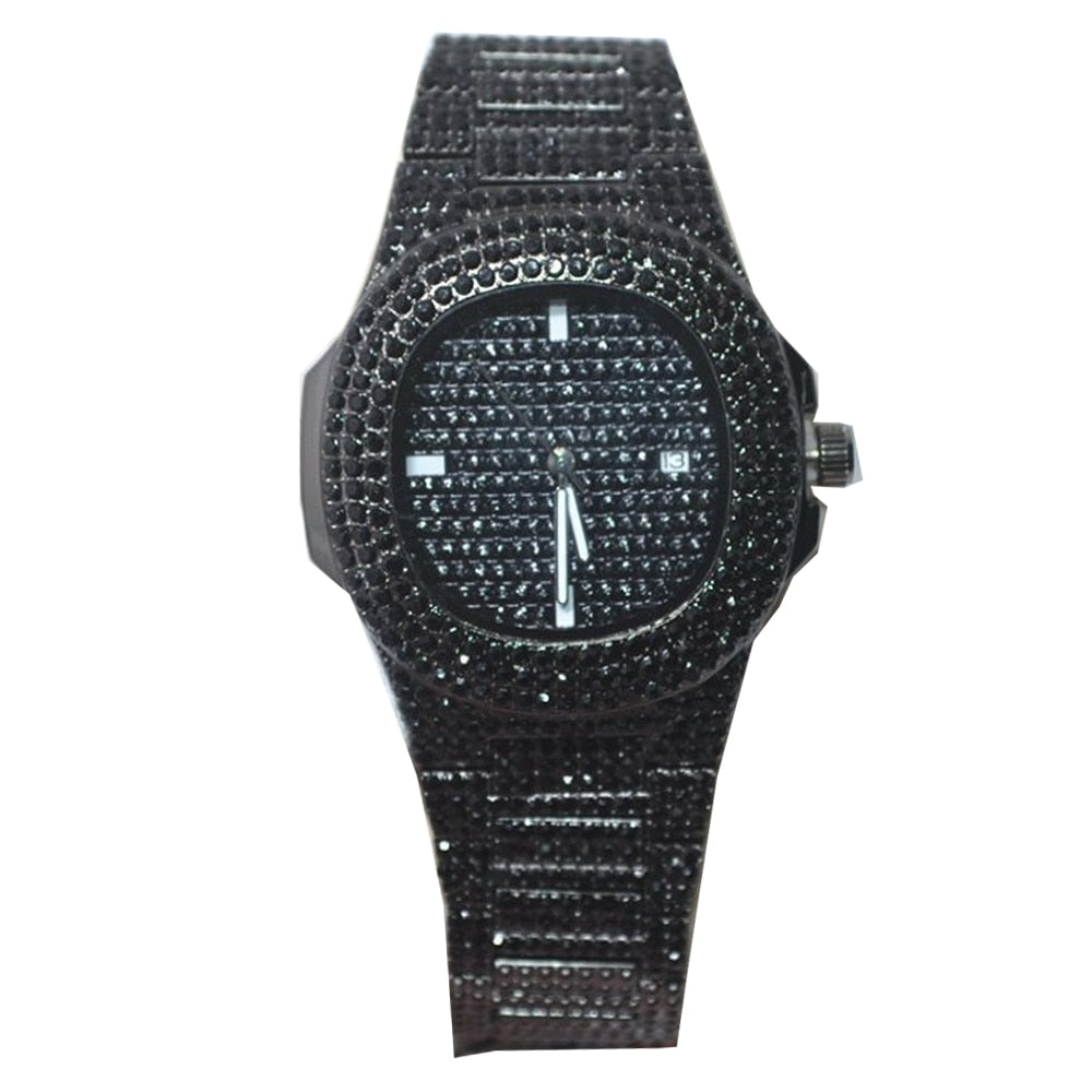 CZ  Iced Out Diamond Watch Quartz Gold HIP HOP Watches