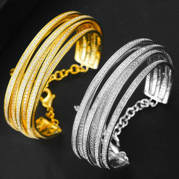 Original design Stackable Fine Bangle Chain For Women Bridal Wedding Cubic Zircon Luxury Bracelet