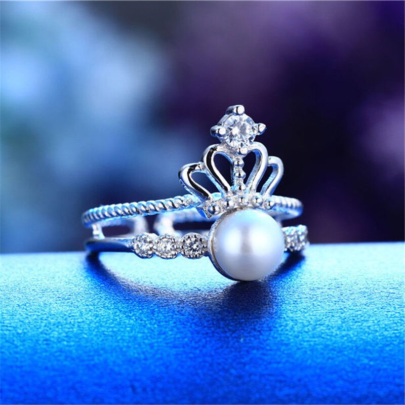 Double Circle Crow Genuine Natural Pearl Ring