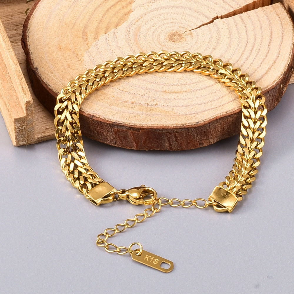 Stainless Steel Bracelet High Quality Gold Color Heavy Metal Texture Bracelet for Women