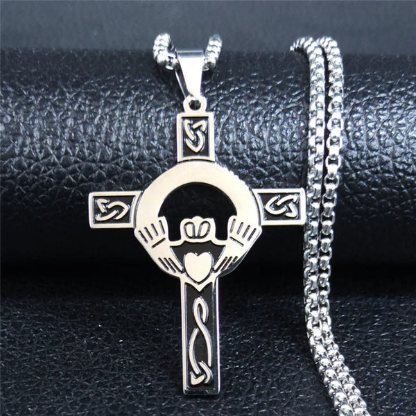 Stainless Steel Viking Celtic Knot Necklace for Women Celtic Trinity Knot Claddagh Heart Necklaces