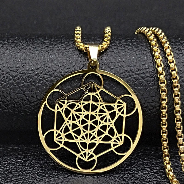 Yoga Hindu Buddhism Flower of Life Stainless Steel Necklace